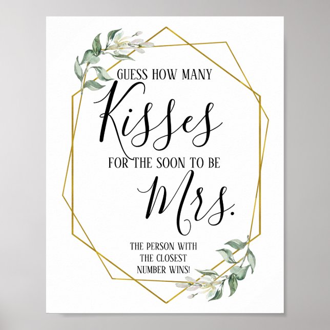 Póster Adivina cuántos besos para el cartel de futura Sra (Frente)
