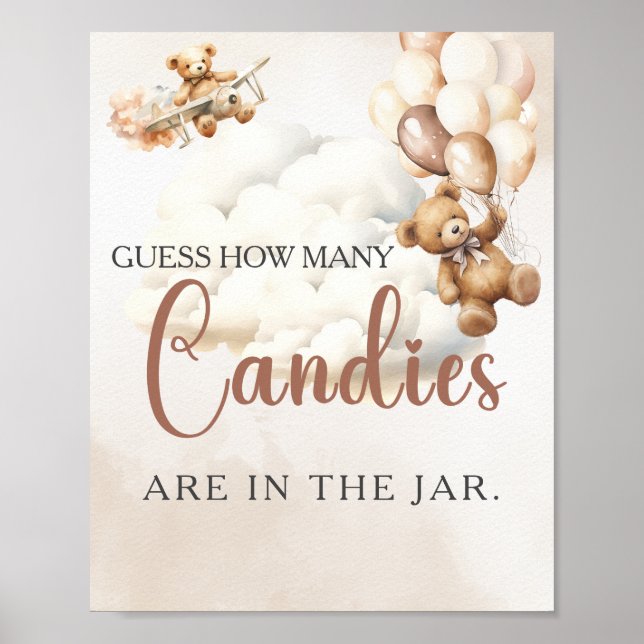 Póster ADIVINA CUÁNTOS CANDIES TIENEN Juegos Baby Shower (Frente)