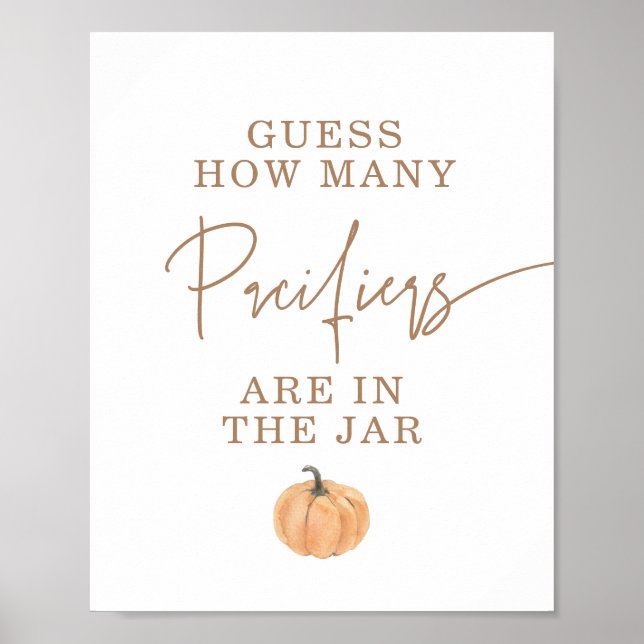 Póster Adivina Cuántos Chupetes Juego de Baby Shower  (Frente)