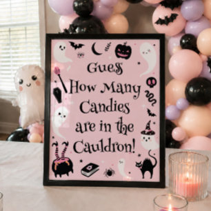 Póster Adivina Cuántos Dulces para Baby Shower de Hallowe