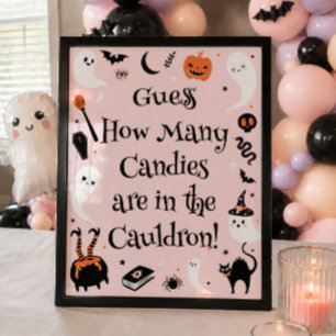 Póster Adivina Cuántos en Baby Shower de Halloween de Nar