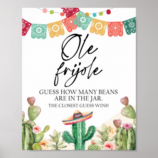 Póster Adivina Cuántos Frijoles Juego de Ducha Ole Frijol (Frente)