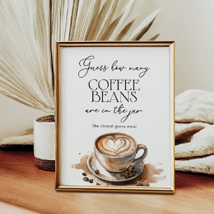 Póster Adivina Cuántos Granos de Café Juego de Fiesta