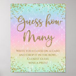 Póster Adivina Cuántos Juego de Baby Shower Arcoíris