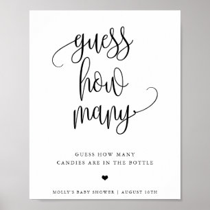 Póster Adivina Cuántos Juego de Caligrafía Minimalista Pa