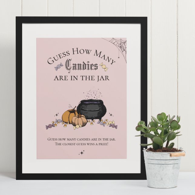 Póster Adivina el gótico cuántos partidos de Baby Shower  (Elegant & Whimsical Gothic Baby Shower Game Poster. Frame Not Included. Hand-Drawn Illustrations.)