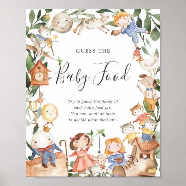 Póster Adivina la Comida para Bebé en la Fiesta de Rimas  (Frente)