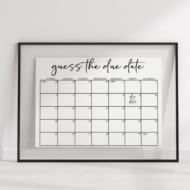Póster Adivina la fecha de la ducha de bebé con escritura (Subido por el creador)