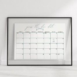 Póster Adivina la fecha de la ducha de bebé floral atempo