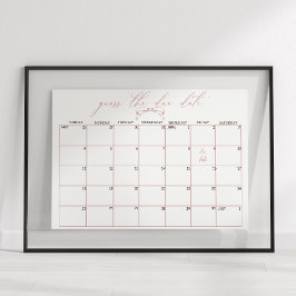 Póster Adivina la fecha de la ducha de bebé floral atempo
