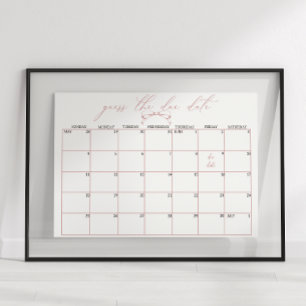 Póster Adivina la fecha de la ducha de bebé floral atempo