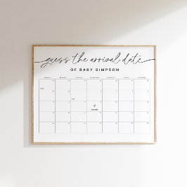Póster Adivina la fecha de llegada Baby Shower 16x20