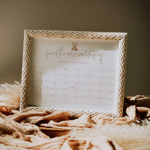 Póster Adivina la fecha de llegada en el baby shower del 