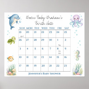 Póster Adivina la fecha de nacimiento del bebé en la duch