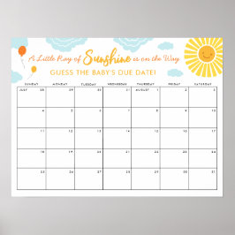 Póster Adivina la fecha de Rótulo del bebé con luz solar 