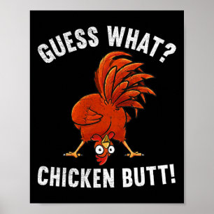 Póster Adivina Qué Trasero De Pollo Divertido Amante De L