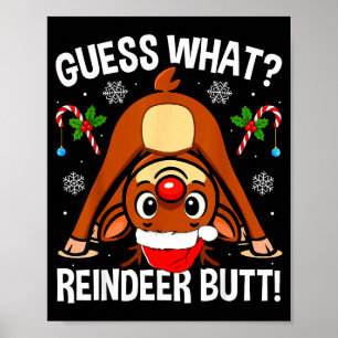 Póster Adivina Qué Trasero De Reno Navidad Santa Divertid