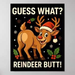 Póster Adivina Qué Trasero De Reno Navideño Divertido Hom