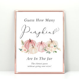 Póster Adivinar cuántos juegos de Baby Shower de calabaza