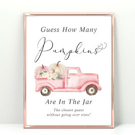 Póster Adivinar cuántos juegos de Baby Shower de calabaza