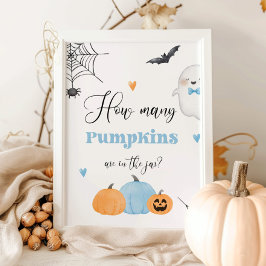 Póster Adivinen cuántas calabazas azul pequeño Boo