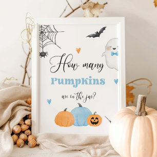 Póster Adivinen cuántas calabazas azul pequeño Boo