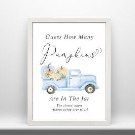 Póster Adivinen cuántas calabazas Baby Boy Shower Game