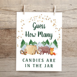 Póster Adivinen cuántos animales Woodland juegos de Baby 