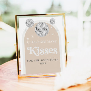 Póster Adivinen cuántos besos Disco Juego de Ducha Bridal