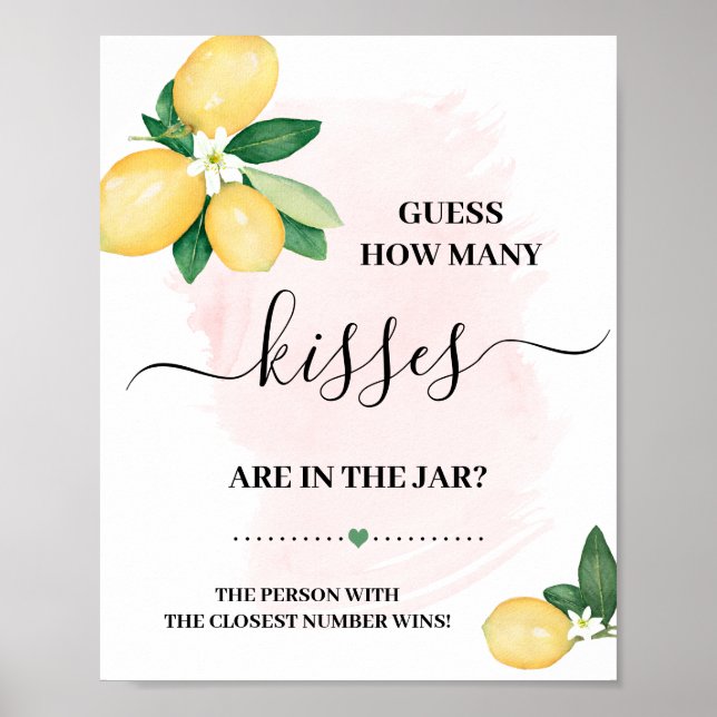 Póster Adivinen cuántos besos lemones de la ducha rosada (Frente)