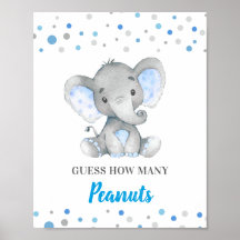 Adivinen cuántos cacahuetes azul elefante Baby Sho