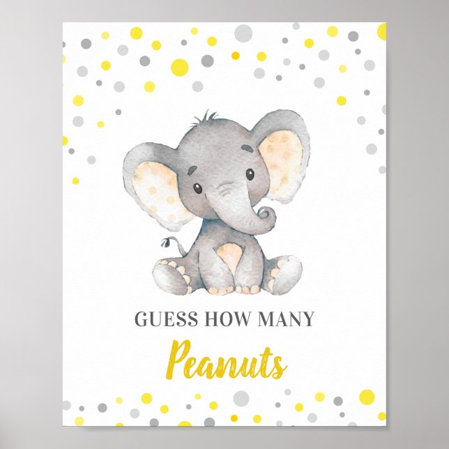 Póster Adivinen cuántos cacahuetes elefante amarillo Baby (Frente)