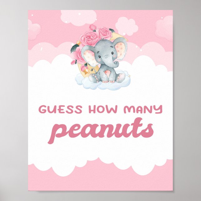 Póster Adivinen cuántos cacahuetes rosan el Baby Shower (Frente)