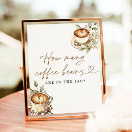 Póster Adivinen cuántos cafés frió Rótulo de juego de Bab