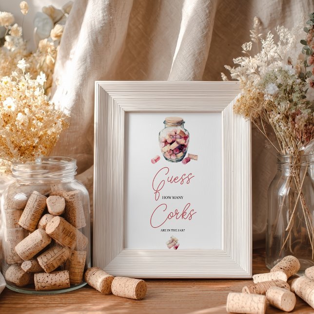 Póster Adivinen Cuántos Corks Juego Rótulo Ducha Nodal (Guess How Many Corks Game Sign Bridal Shower poster)