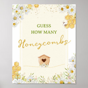 Póster Adivinen Cuántos Honeycombs Bumblebee Baby Shower