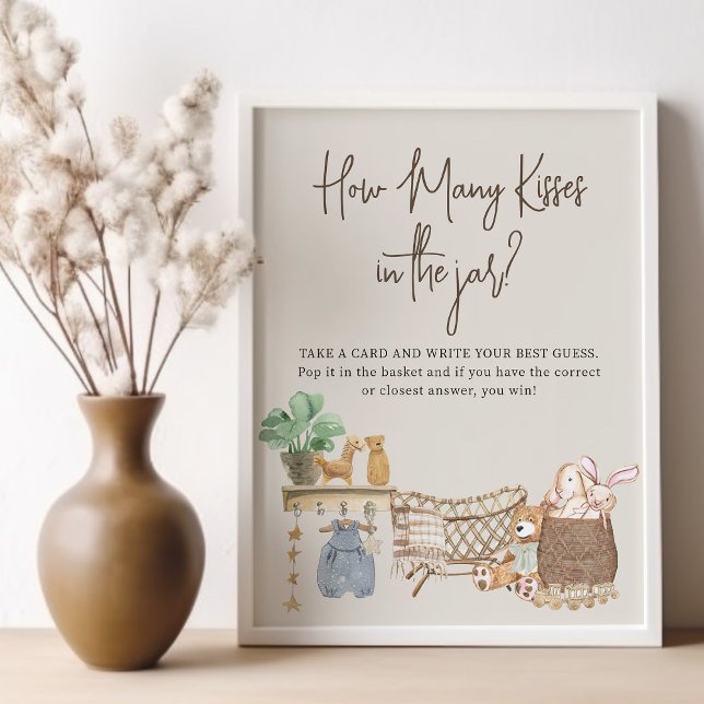 Póster Adivinen Cuántos Juegos de Baby Shower Boho Baby N (Guess How Many Baby Shower game sign - printed or digital - from my Boho Baby Nursery Collection)