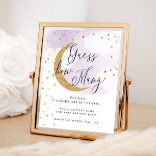 Póster Adivinen Cuántos juegos de Baby Shower Purple Over