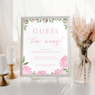 Póster Adivinen Cuántos Juegos De Ducha De Hidrangea Rosa