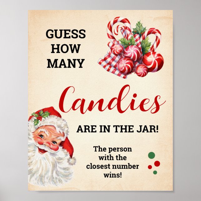 Póster Adivinen cuántos Navidades de Santa Candies juegan (Frente)