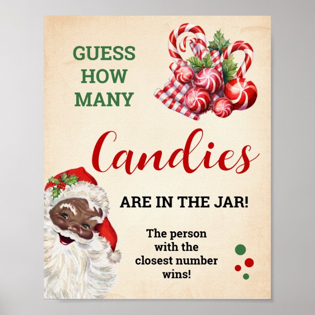 Póster Adivinen cuántos Navidades de Santa Candies juegan (Frente)