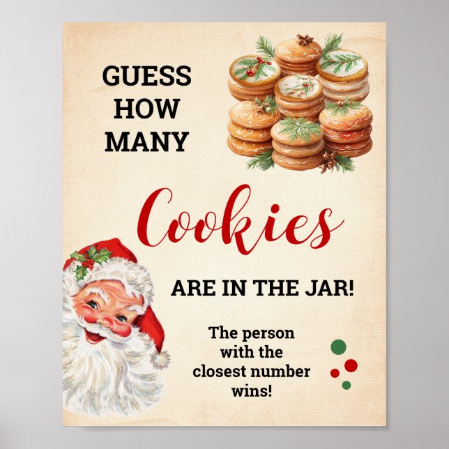 Póster Adivinen cuántos Navidades de Santa  de Cookies ju (Frente)