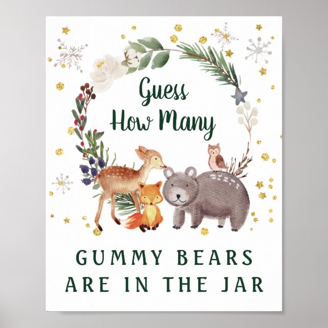 Póster Adivinen cuántos osos bebe el juego de Baby Shower (Frente)