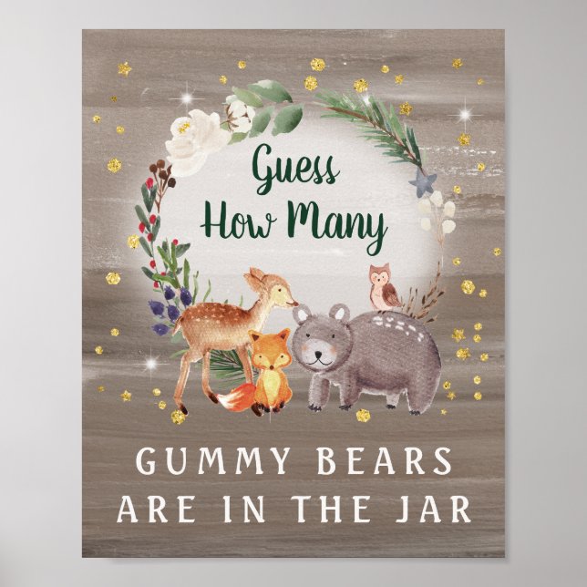 Póster Adivinen cuántos osos bebe el juego de Baby Shower (Frente)