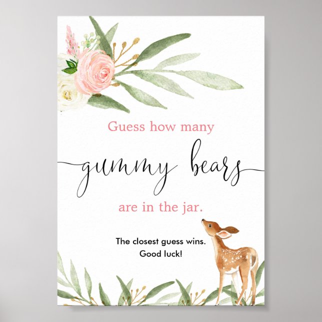 Póster Adivinen cuántos osos gomosos juegan el oro rosado (Frente)