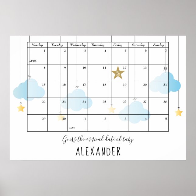 Póster Adivinen El Juego De Baby Shower De Las Nubes Venc (Frente)