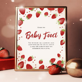 Póster Adivinen el Rótulo de Baby Shower de fresa de comi
