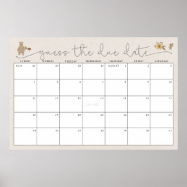 Póster Adivinen la fecha de vencimiento Boho Woodland Bab