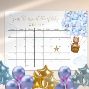 Póster Adivinen La Fecha De Vencimiento Teddy Bear Azul B