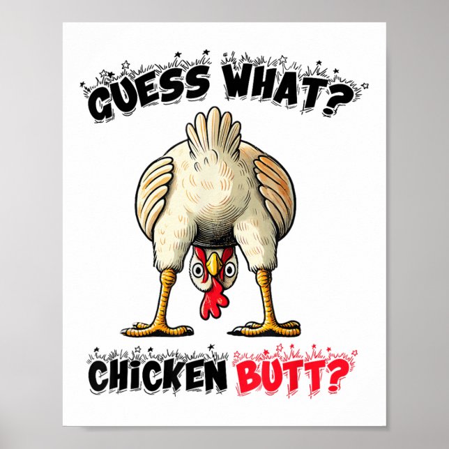 Póster Adivinen Qué Chiste De Cosas De Pollo Butt De Poll (Frente)
